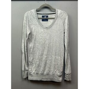 American Eagle Shirt Womens Small Heather Gray Scoop Neck Pullover Hoodie Bella